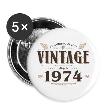 50 Years Old Vintage 1974 Limited Edition 50th - Buttons large 2.2''/56 mm (5-pack) - white - Front