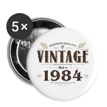 40 Years Old Vintage 1984 Limited Edition 40th - Buttons large 2.2''/56 mm (5-pack) - white - Front
