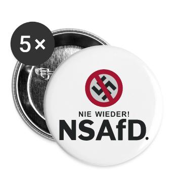 NIE WIEDER DIKTAUR, FCK AFD - Buttons groß 56 mm (5er Pack) - Weiß - Vorne