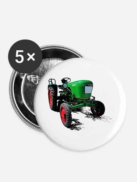 Dieselross F12 | Oldtimer-Traktor - Buttons groß 56 mm (5er Pack) - Weiß