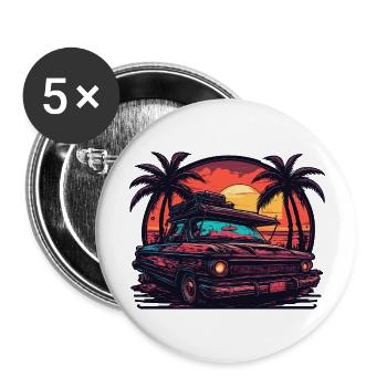 Beach / Island / Vacation / Summer / Sun / Sea - Buttons large 2.2''/56 mm (5-pack) - white - Front