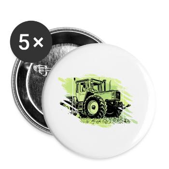 MB Tractor Grunge Retro - Buttons large 2.2''/56 mm (5-pack) - white - Front
