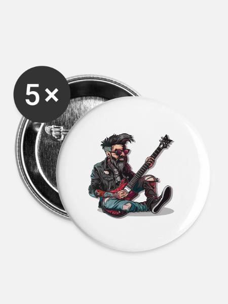 Rock - Rock and Roll - Buttons groß 56 mm (5er Pack) - Weiß