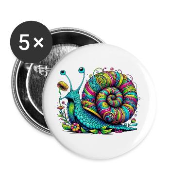 Schnecke - Buttons groß 56 mm (5er Pack) - Weiß - Vorne