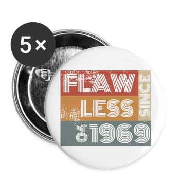 55th Birthday Flawless since 04/1969 - Buttons large 2.2''/56 mm (5-pack) - white - Front