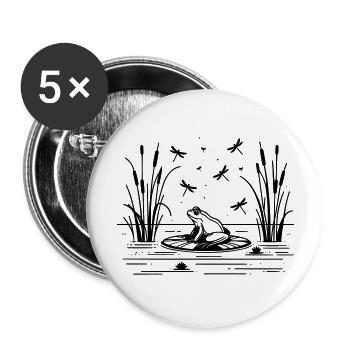 Grenouille - Lot de 5 grands badges (56 mm) - blanc - Devant