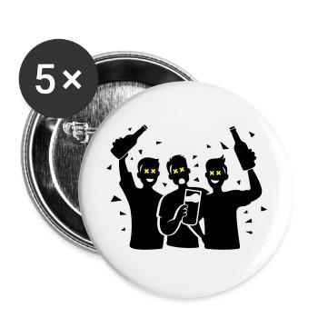 Bräutigam Junggesellenabschied Team - Buttons groß 56 mm (5er Pack) - Weiß - Vorne