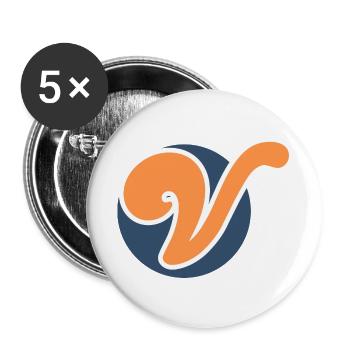 Buchstabe V Orange Sport - Buttons groß 56 mm (5er Pack) - Weiß - Vorne