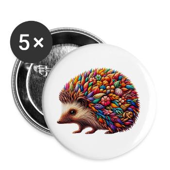 Hérisson - Lot de 5 grands badges (56 mm) - blanc - Devant