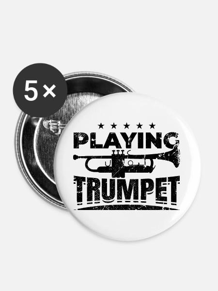 Zitat Trompete - Buttons groß 56 mm (5er Pack) - Weiß
