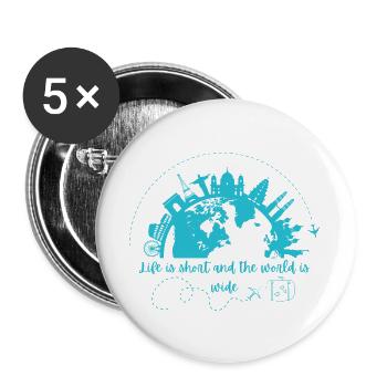Abenteuer Weltreise Design - Buttons groß 56 mm (5er Pack) - Weiß - Vorne