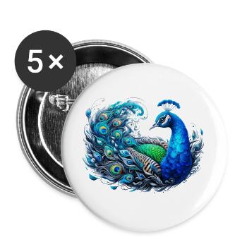 Peacock - Buttons large 2.2''/56 mm (5-pack) - white - Front