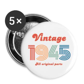 Vintage 1945 all original parts - Buttons large 2.2''/56 mm (5-pack) - white - Front