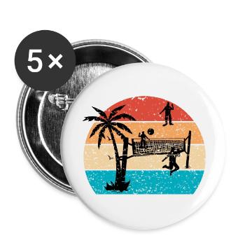 Volleyball - Buttons groß 56 mm (5er Pack) - Weiß - Vorne