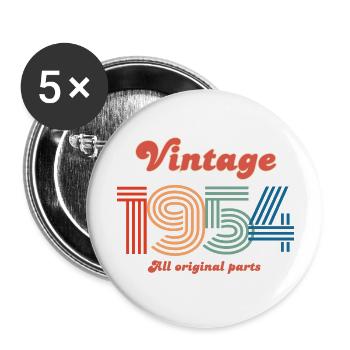 Vintage 1954 all original parts - Buttons large 2.2''/56 mm (5-pack) - white - Front