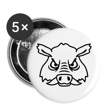Evil Wild Boar Wild Boar Comic Pig - Buttons large 2.2''/56 mm (5-pack) - white - Front