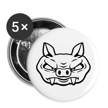 Méchant Sanglier Sanglier Dangereux Cochon Comique - Lot de 5 grands badges (56 mm) - blanc - Devant