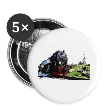 Steam locomotive on the Brocken in the Harz Mountains - Buttons large 2.2''/56 mm (5-pack) - white - Front
