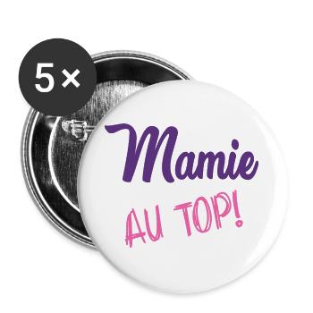 MAMIE. GRAND-MERE. FÊTE DES MÈRES. BONNE FÊTE - Lot de 5 grands badges (56 mm) - blanc - Devant