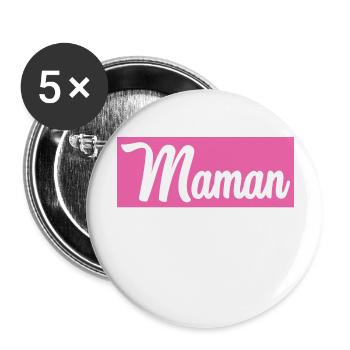 BONNE FÊTE MAMAN. MAMAN - Lot de 5 grands badges (56 mm) - blanc - Devant