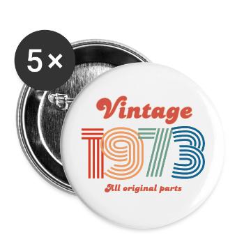 Vintage 1973 all original parts - Buttons large 2.2''/56 mm (5-pack) - white - Front