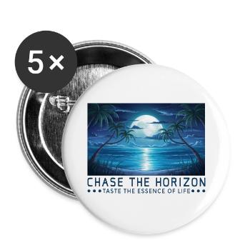 Dem Horizont nachjagen Spruch Sprüche Motto - Buttons groß 56 mm (5er Pack) - Weiß - Vorne
