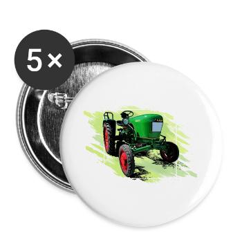 Dieselross F12 Oldtimer Traktor - Buttons groß 56 mm (5er Pack) - Weiß - Vorne