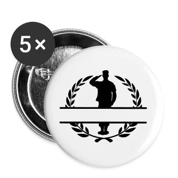 Respect banner salute soldier in laurel wreath - Buttons large 2.2''/56 mm (5-pack) - white - Front