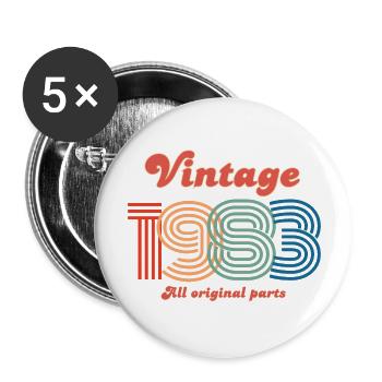 Vintage 1983 all original parts - Buttons large 2.2''/56 mm (5-pack) - white - Front