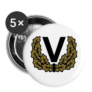 Chemise à motif de vétéran militaire Bw - V avec feuilles de chêne - Lot de 5 grands badges (56 mm) - blanc - Devant
