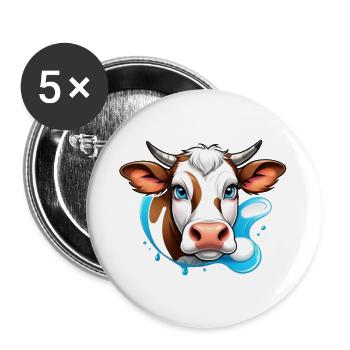 Alpine Cow Charm - Buttons groß 56 mm (5er Pack) - Weiß - Vorne
