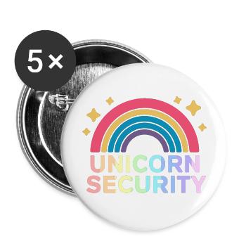 UnicoLicorne Sécurité Licorne Devise Licorne Secu - Lot de 5 grands badges (56 mm) - blanc - Devant