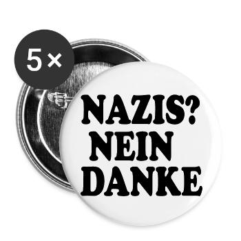 Nazis nein danke - Buttons groß 56 mm (5er Pack) - Weiß - Vorne