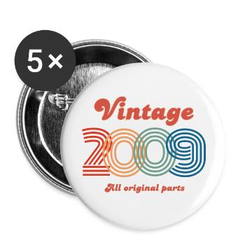 Jahrgang 2009 alle Originalteile - Buttons groß 56 mm (5er Pack) - Weiß - Vorne