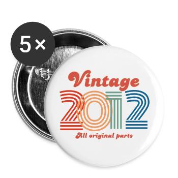 Jahrgang 2012 alle Originalteile - Buttons groß 56 mm (5er Pack) - Weiß - Vorne
