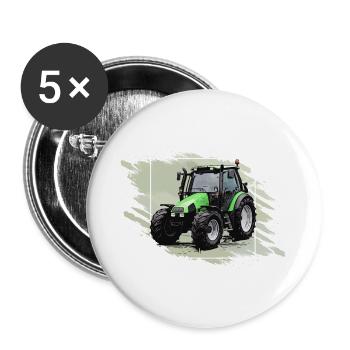 Kleiner grüner Traktor - Buttons groß 56 mm (5er Pack) - Weiß - Vorne