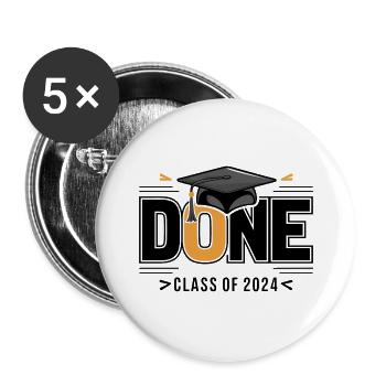 Graduating Class of 2024 Graduation Ceremony School - Buttons large 2.2''/56 mm (5-pack) - white - Front