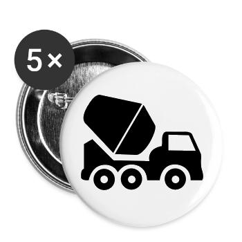 bauarbeit bagger fahrzeug - Buttons groß 56 mm (5er Pack) - Weiß - Vorne