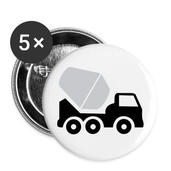 bauarbeit bagger fahrzeug - Buttons groß 56 mm (5er Pack) - Weiß - Vorne