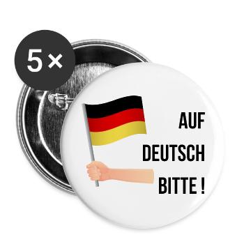 Cadeau prof d'allemand - Lot de 5 grands badges (56 mm) - blanc - Devant