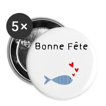 DAD. FATHER'S DAY. HAPPY FATHER'S DAY. HAPPY BIRTHDAY. - Buttons large 2.2''/56 mm (5-pack) - white - Front