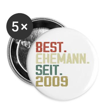 Best Husband Since 2009 Birthday Gift 2009 - Buttons large 2.2''/56 mm (5-pack) - white - Front