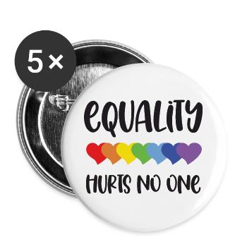 Mois de la fierté LGBT - L’égalité ne fait de mal à personne - Lot de 5 grands badges (56 mm) - blanc - Devant