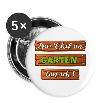 Jardin Jardin Chef Règles du jardin - Lot de 5 grands badges (56 mm) - blanc - Devant