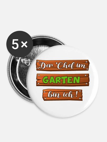 Garten Gartenchef Gartenregeln - Buttons groß 56 mm (5er Pack) - Weiß