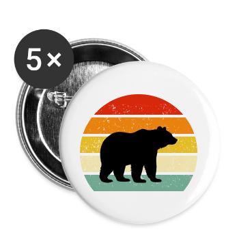 Ours Retro - T-shirt Vintage - Lot de 5 grands badges (56 mm) - blanc - Devant