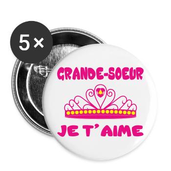 BIG SISTER I LOVE YOU - Buttons large 2.2''/56 mm (5-pack) - white - Front