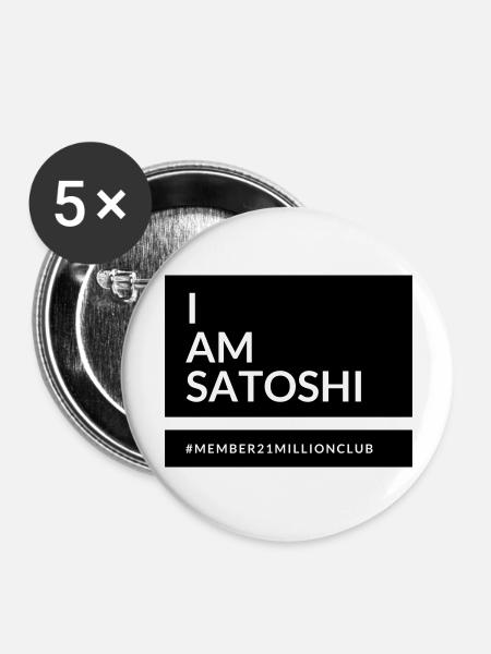 I am Satoshi - Buttons groß 56 mm (5er Pack) - Weiß