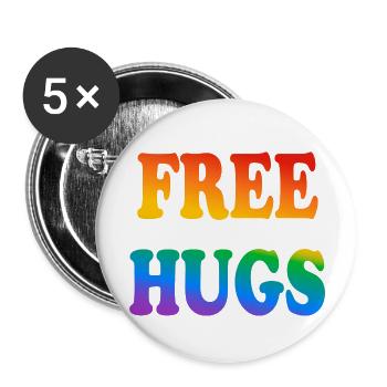 Free Hugs LGBTQ Pride - Buttons large 2.2''/56 mm (5-pack) - white - Front