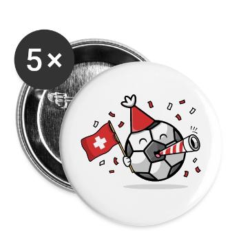 Fußballfan Schweiz - Buttons groß 56 mm (5er Pack) - Weiß - Vorne
